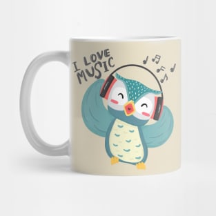 Owl Headphone Music Love Mug